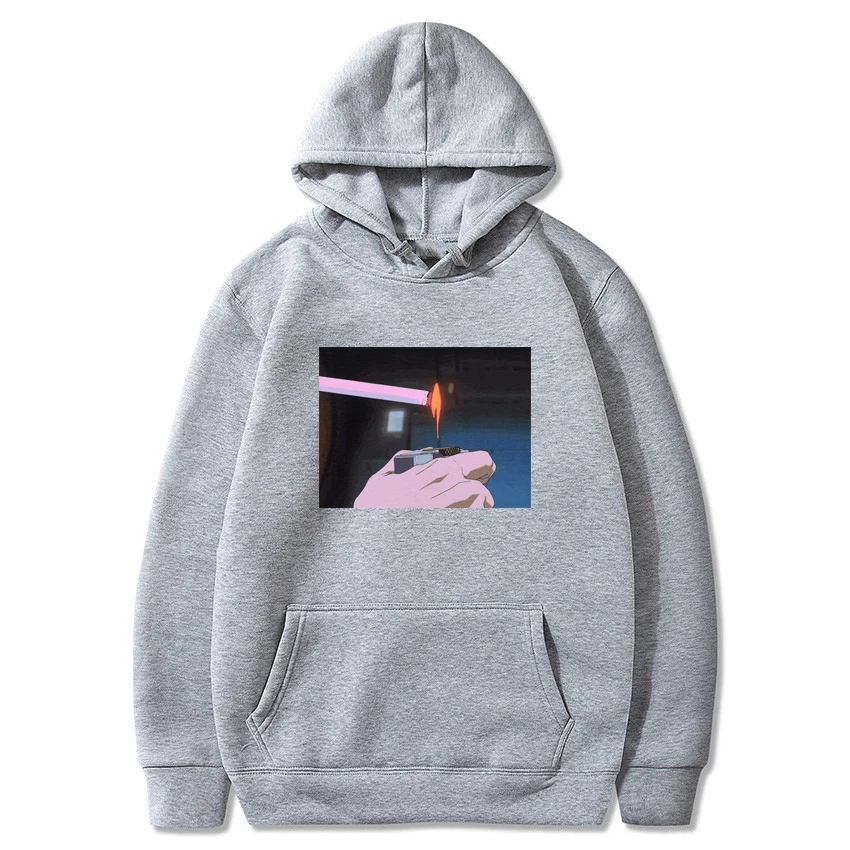 Harajuku Sad somke Vapor wave принт Забавный аниме принт унисекс толстовка мужские толстовки мужские повседневные топы с капюшоном уличная одежда