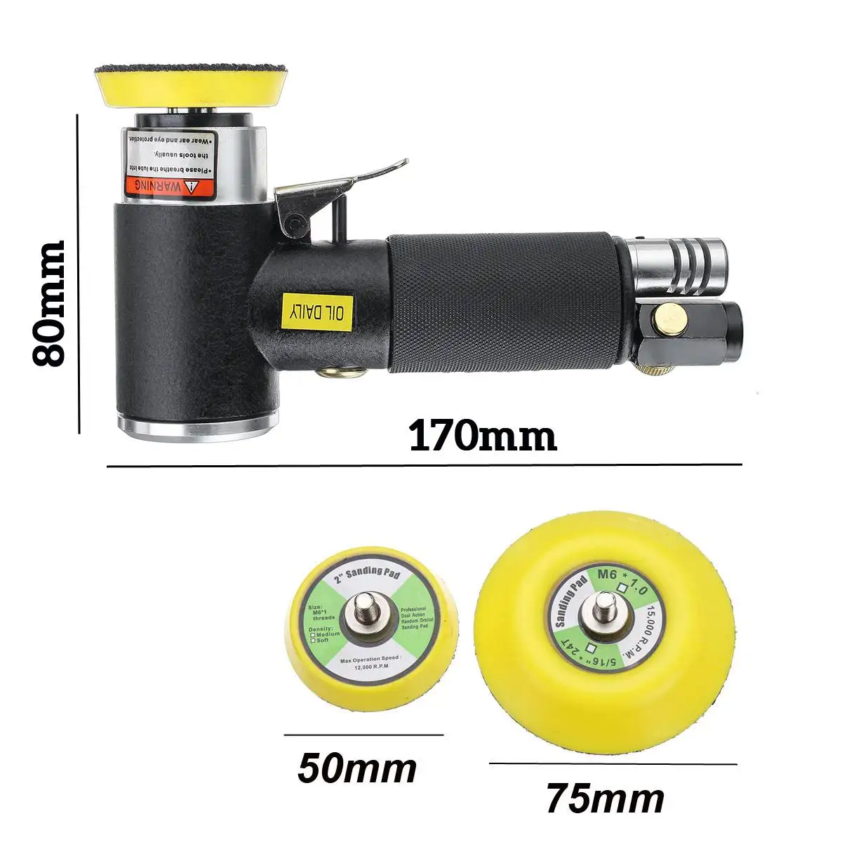 

2 Inch/3 Inch Mini Air Sander Polisher Electric Grinding Polishing Machine Set Air Angle Sander Pneumatic Tools with Sanding Pad