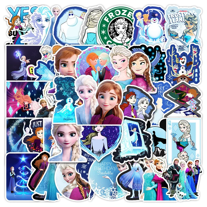 10/30/50Pcs/lot Disney Frozen Princess Girl Stickers Cute Cartoons Guitar Luggage Waterproof Sticker Skateboard Laptop Kids Toy