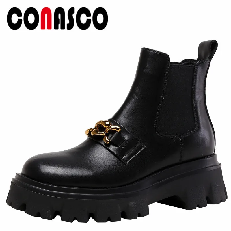 

Женские ботильоны из натуральной кожи, на металлической цепочке