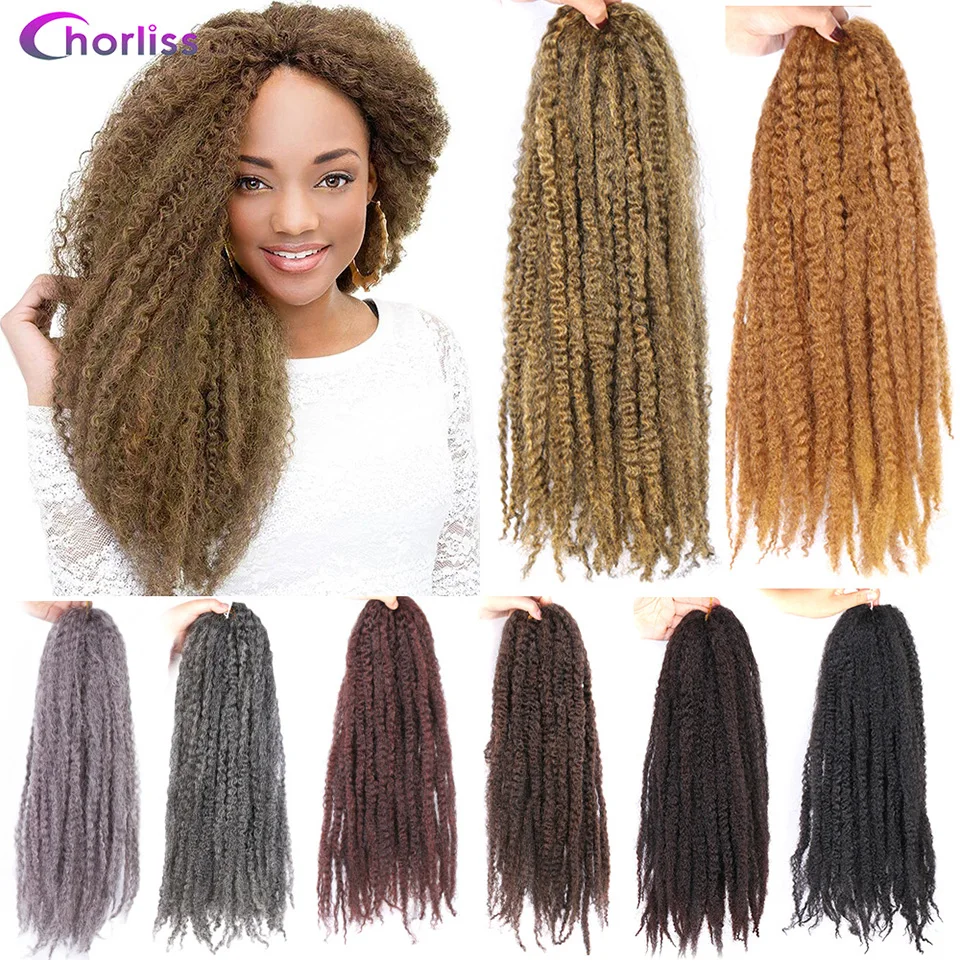 Курчавые Кудрявые удлинители волос Chorliss Marley черные коричневые вязаные крючком