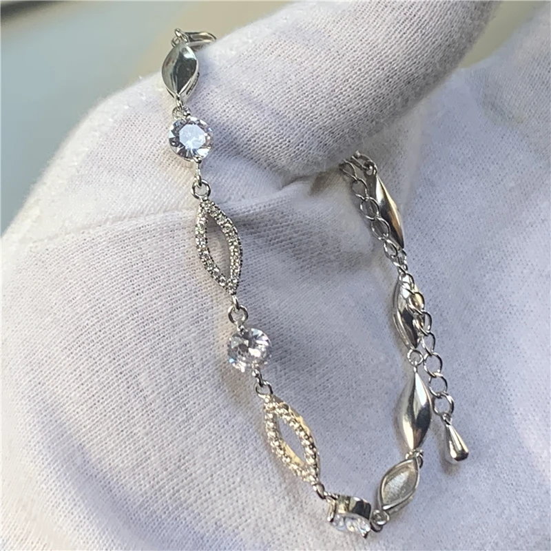 

Luxury Tennis bracelet White Gold Filled 6mm AAAAA Zircon Party Wedding bracelets for Women Men Hiphop Jewerly