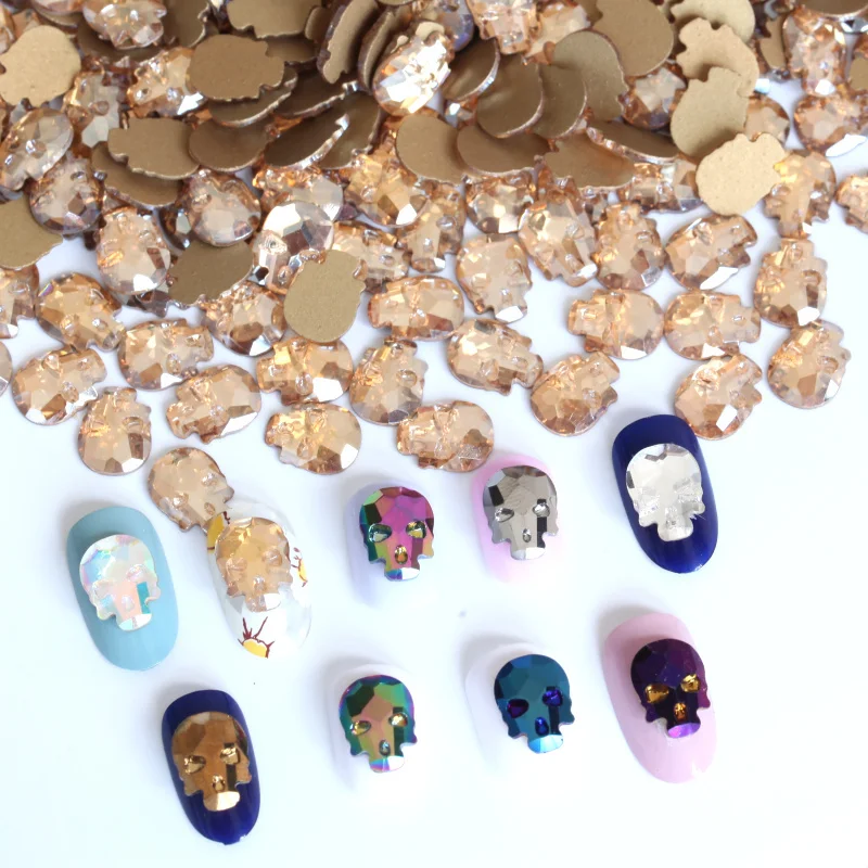 Новая мода 6*8 мм 20 шт Хрустальное стекло череп граненые Flatback драгоценности дизайн