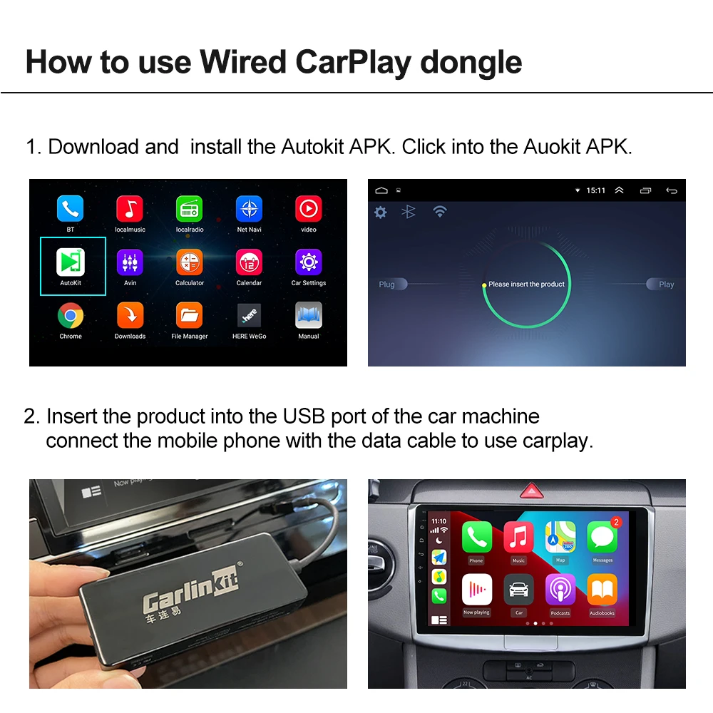 Carlinkit Apple Car Play Android автомобильный ключ для экрана системы Smart Link поддержка MirrorLink