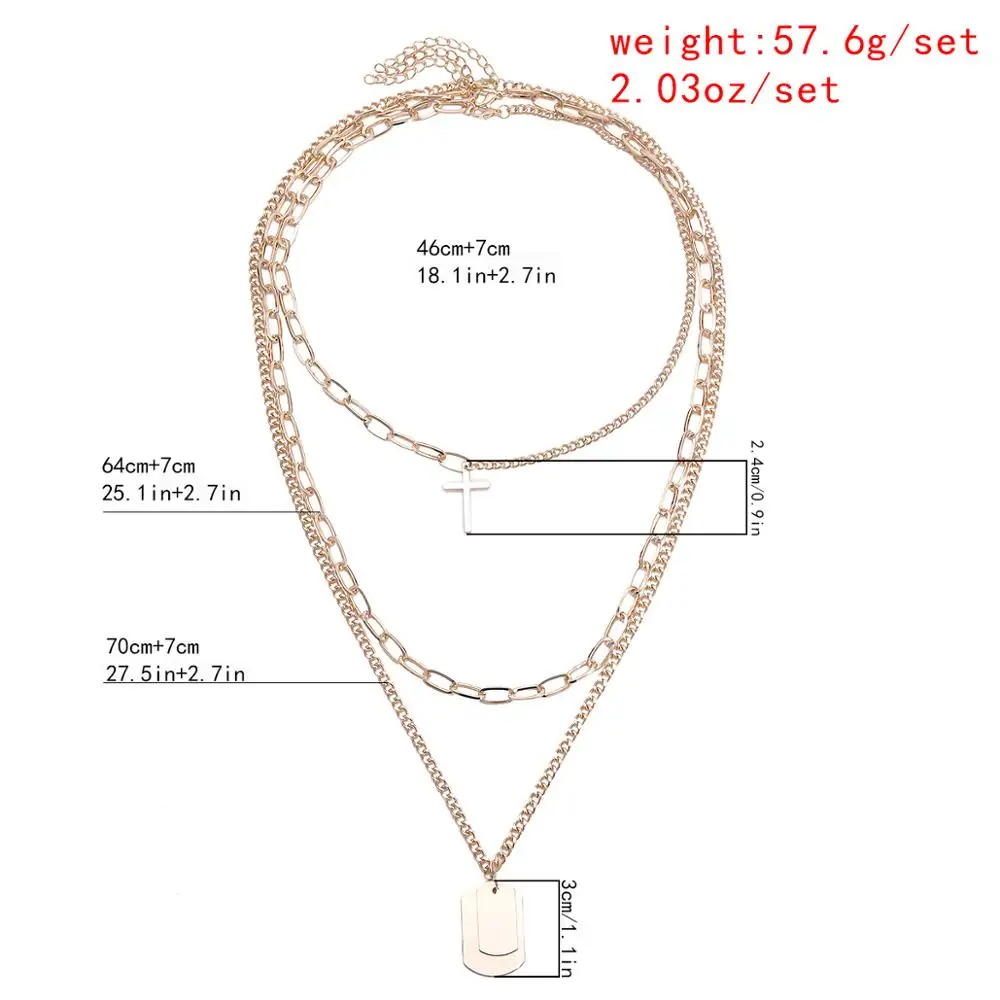 

Lacteo Exaggerated Punk 4Multi Layered Stainless Steel Choker Necklace Hip Hop Chunky Square Sign Pendant Necklace for Women Men