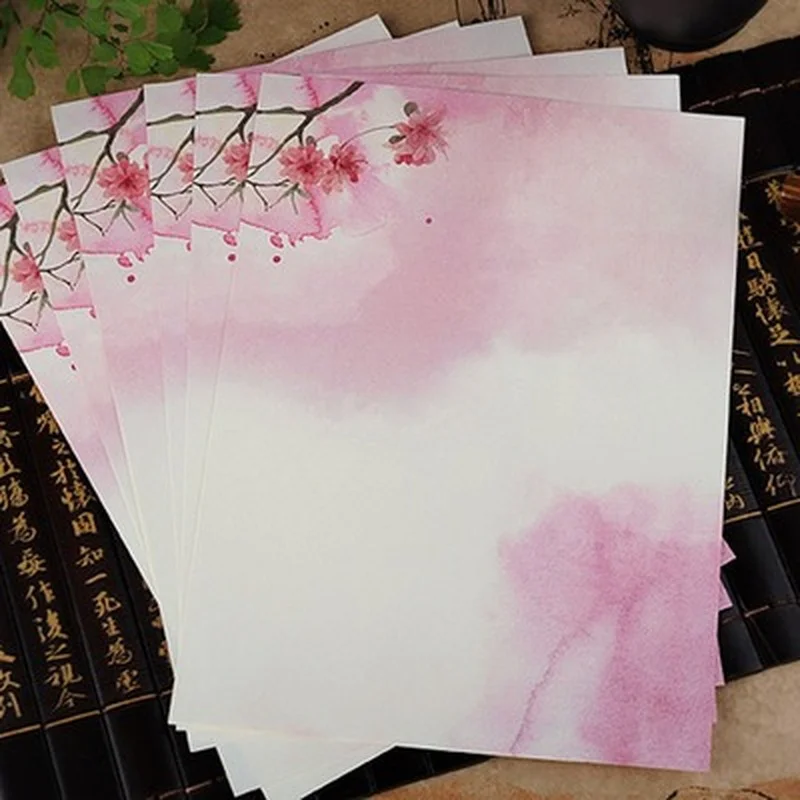 

8pcs Chinese Style Envelopes Vintage Flowers Decoration Writing Paper Letter Set For Student Office School Supplies Stationery