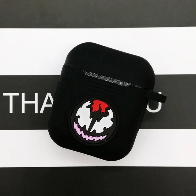 black venom Популярный мультяшный беспроводной Чехол для наушников для Apple AirPods, силиконовый чехол для зарядки наушников s для Airpods 2, защитный чехол - Цвет: black venom