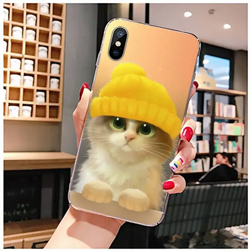 

Cute Animal Cat Phone Case Transparent for iPhone 11 12 mini pro XS MAX 8 7 6 6S Plus X 5S SE 2020 XR