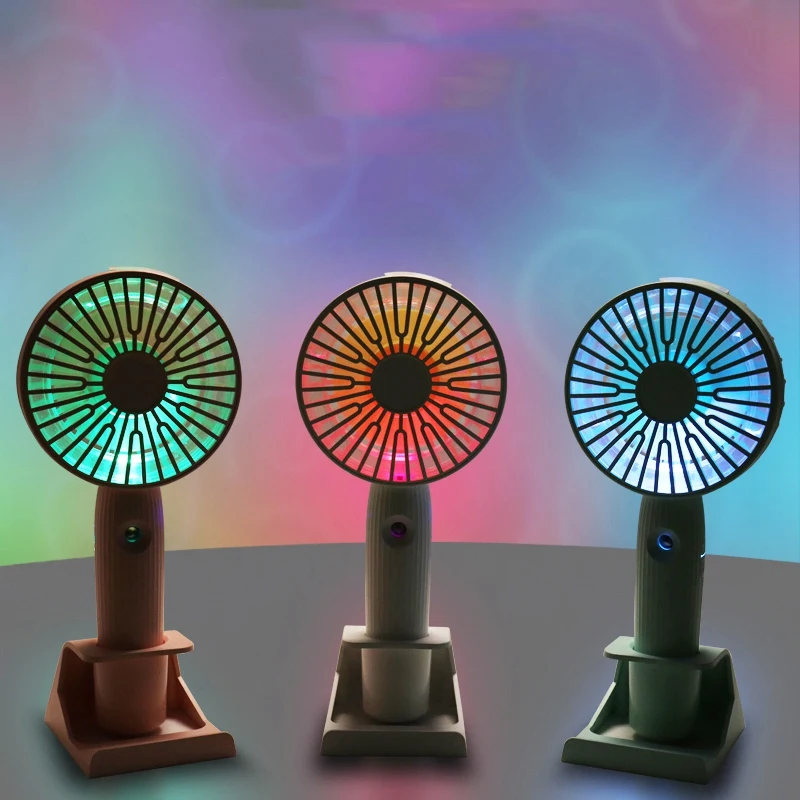 

Portable Water Spray Mist Fan USB Rechargeable LED Light Handheld Mini Fan Cooling Air Conditioner Humidifier