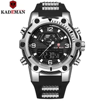 military sport men watches kademan top brand luxury watch 3atm dual movement led quartz wristwatch casual male rubber clocks