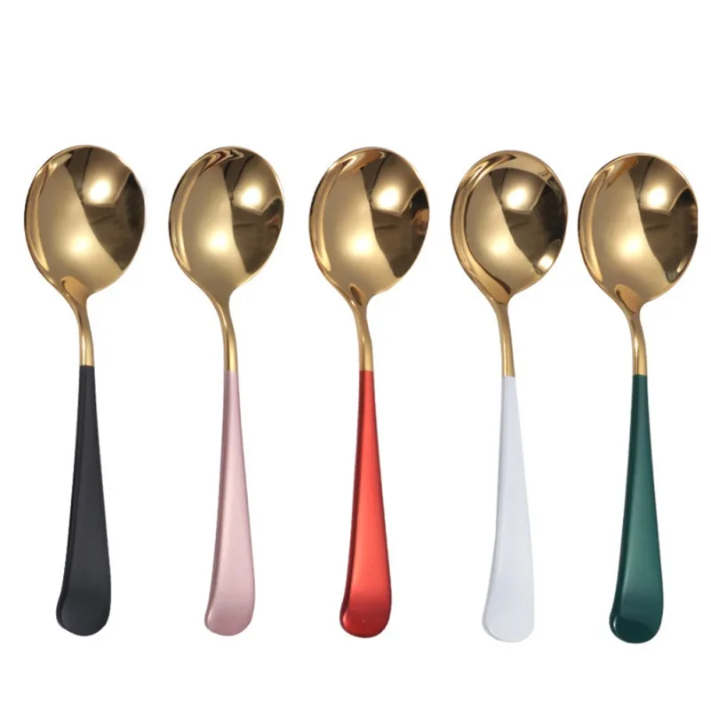 

1 Pcs Stainless Steel Spoon Gold Spoon For Ice Cream Dinner Tableware Gold Plated Dessert Tea Coffee Spoons