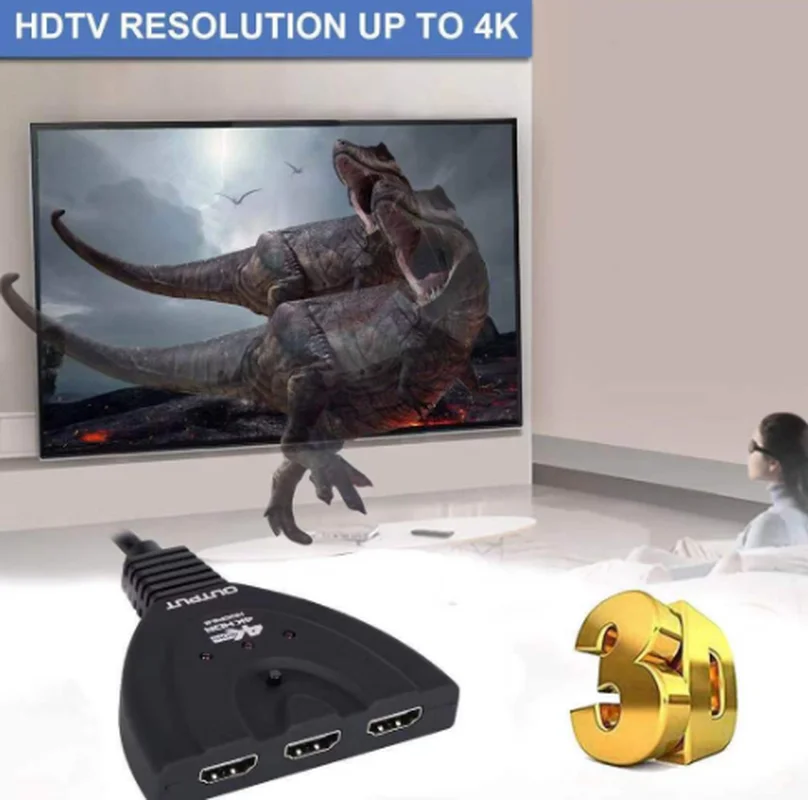 

ANPWOO HDMI-compatible Switcher with Three Inputs and One Output 4k60hzRGB Aluminum Material Corrosion-resistant Structure