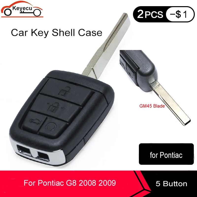 KEYECU 10 шт./лот корпус дистанционного ключа брелок 4 + 1 кнопка для Pontiac G8 / Holden VE