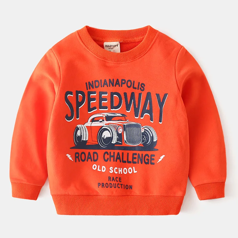 

New 2020 Spring Autumn Kids Boys Pullover O-neck Long Sleeve Hoodies Tops Children Baby Car Letter Print Sweatshirt Clothing