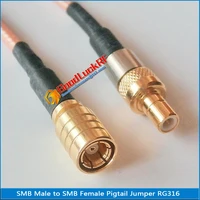 1x pcs high quality smb male to smb female plug dual smb rf connector pigtail jumper rg316 cable 50 ohm low loss