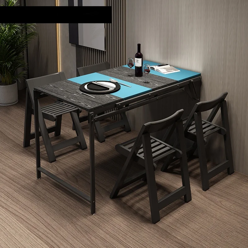

Fashion folding dining table furniture yemek masasi multifunctional rectangle hanging dining table with 4 chairs