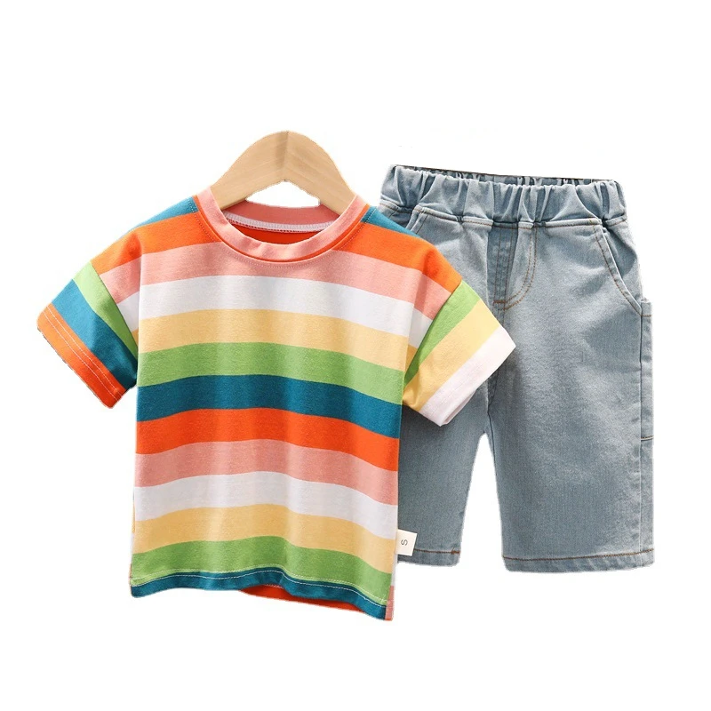 

Summer Children O-Neck Costume Toddler Striped T-Shirt Shorts2Pcs/Set New Kids Fashion Clothes Baby Boys Girls Casual Tracksuits