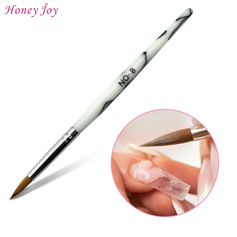 

1pc Fine Hair Kolinsky Sable Acrylic Nail Art Brush Size no.4/6/8 UV Nail Gel Builder Liquid Powder Carving Drawing Pen Brush