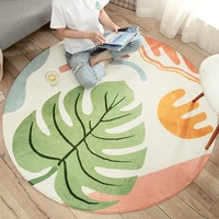 round carpet area rugs plants leaves floral carpets for household living room sofa non slip lambskin chair mat