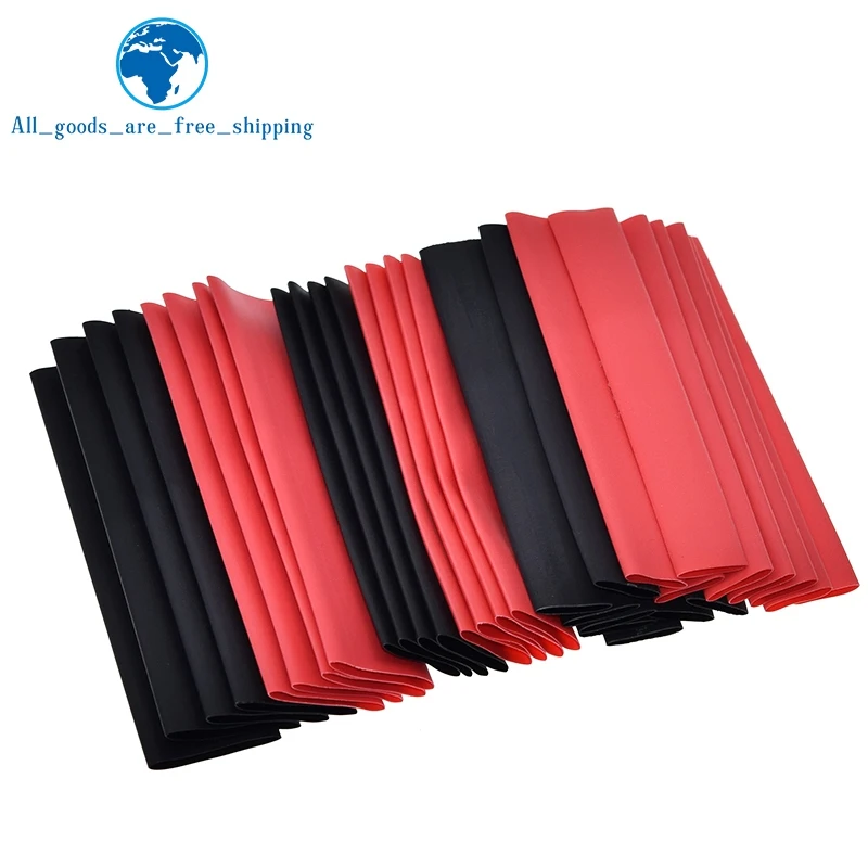 TZT 1set=150PCS 7.28m Black And Red 2:1 Assortment Heat Shrink Tubing Tube Car Cable Sleeving Wrap Wire Kit | Электронные