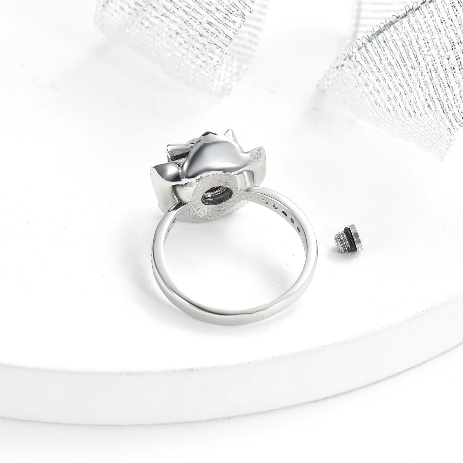 Кольцо для кремации с розовым цветком кольцо праха любимых питомцев изысканное -