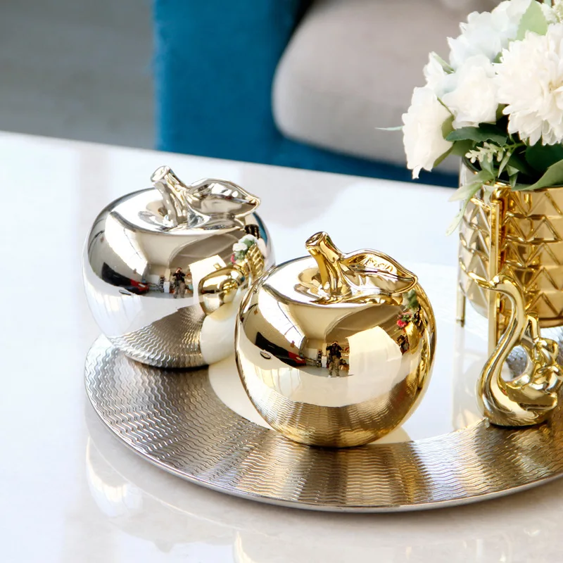 

Gold-plated Apple Ceramic Ornaments Modern Minimalist Nordic Style Home Accessories Creative Christmas Gift