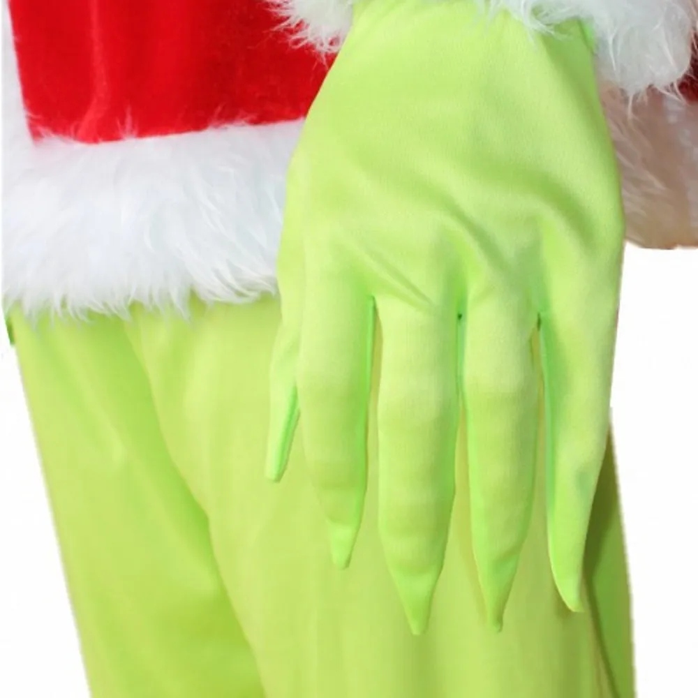 

New How The Grinch Stole Christmas Outfit Suit Adult Men Women Christmas Party Cosplay Santa Grinch Costumes Cosplay Mask Helmet