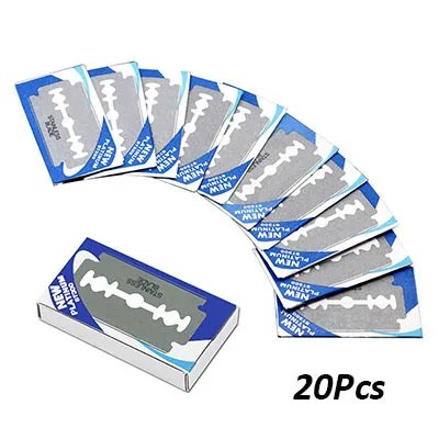 20pcs Dighealth 10/20 штук Нержавеющая сталь Классическая Безопасная бритва, лезвие двойной кромкой бритва триммер для волос, лезвия для бритья для Для мужчин парикмахерское лезвие - Цвет: 20pcs