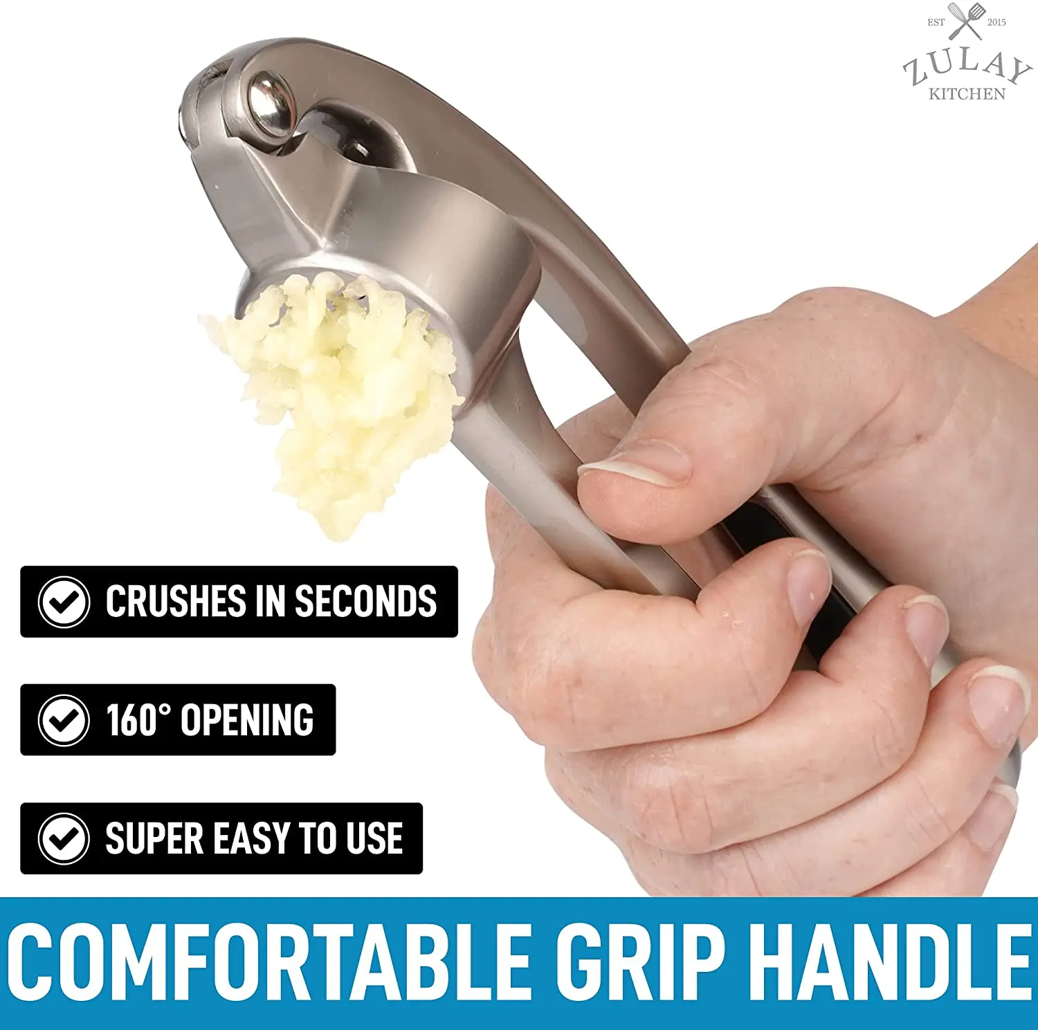 

Garlic Press with Ergonomic Extracts Garlic Paste Per Clove Garlic Crusher for Nuts Seeds Professional Garlic Mincer Ginger Pres