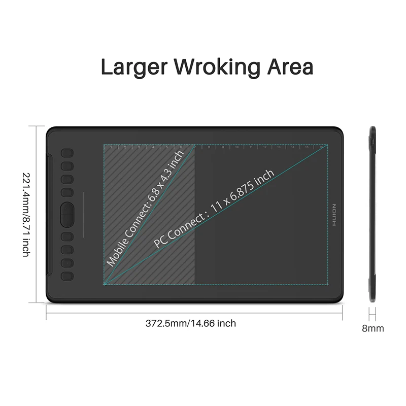 HUION H1161 графический планшет для рисования поддержка наклона цифровой планшет поддержка наклона на 8192 уровень с ручкой без аккумулятора стилус с перчаткой