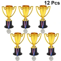 12pcs mini gold cups trophy and award medals prizes small medals gift awards trophy toys for students sport6pcs trophie
