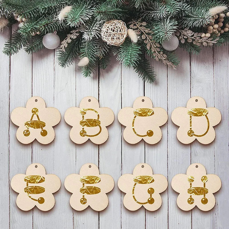 Акция! 100 шт. 2-дюймовые деревянные ломтики в форме цветка Пустые бирки с