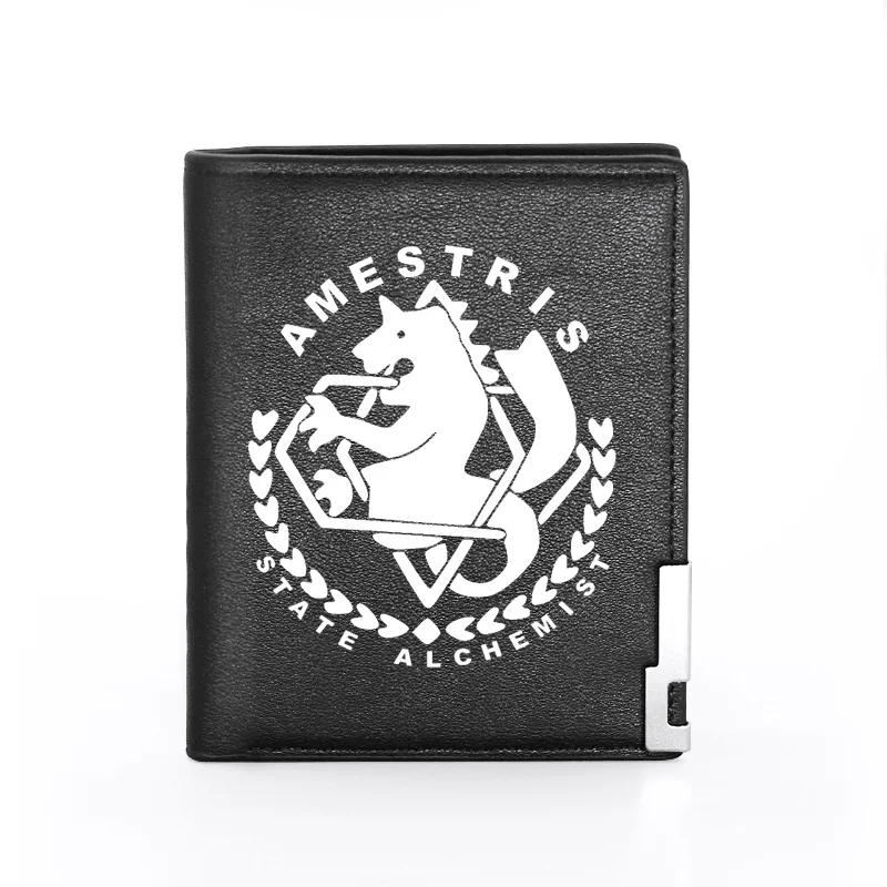 

2021 Amestris State Alchemist High Quality Leather Men Wallet Classic Credit Card Holder Short Purse