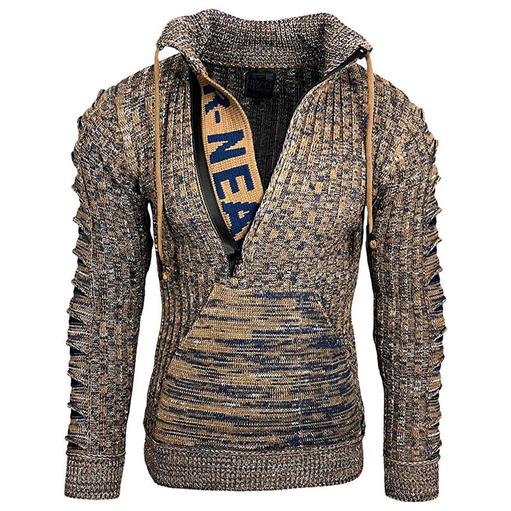 Мужской свитер тонкий вязаный осенне весенний пуловер с длинным рукавом