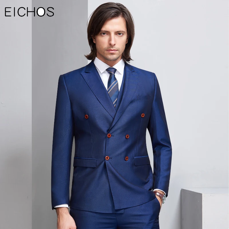 Брендовые костюмы для мужчин двубортный деловой официальный костюм 3 предмета