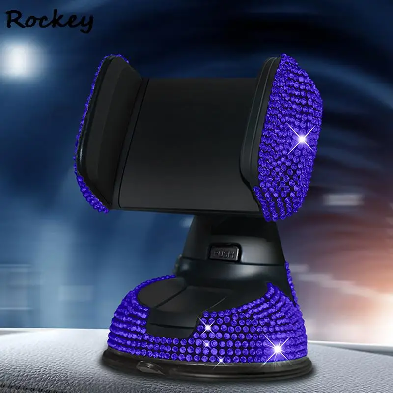 luxury crystal car cell phone mount for women girl universal bling rhinestone phone holder for dashboard windshield and air vent free global shipping