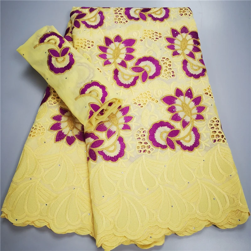 

5+2yards 100%Cotton Swiss Voile Lace With Chiffon Blouse Swiss Voile Lace In Switzerland