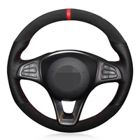 car steering wheel cover soft black suede for mercedes benz c180 c200 c260 c300 b200 e200 e300 cls260 cls300 glc260 glc300