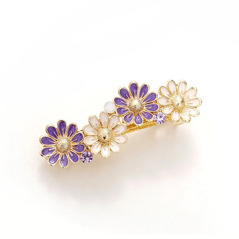 Morkopela Daisy Enamel Hair Clip Accessories Vinage Summer Style Pin Rhinestone For Women | Украшения и аксессуары