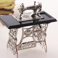 black silver mini sewing machineplay house toys artisan photography propsminiatures decorationdollhouse accessories