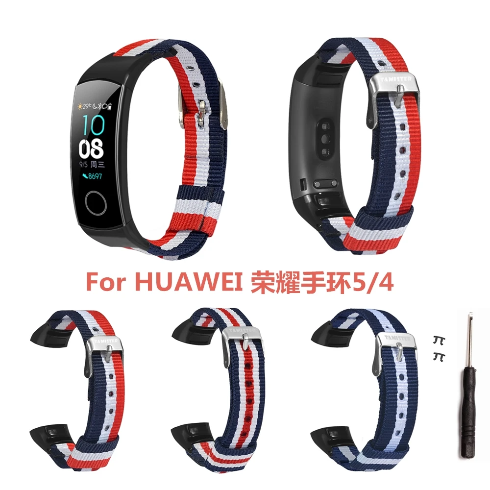 

Color Striped Canvas Smart Watch Wristband For Huawei Honor Band 5/4 Smart Sport Watch Replacement Watch Strap Band For Honor