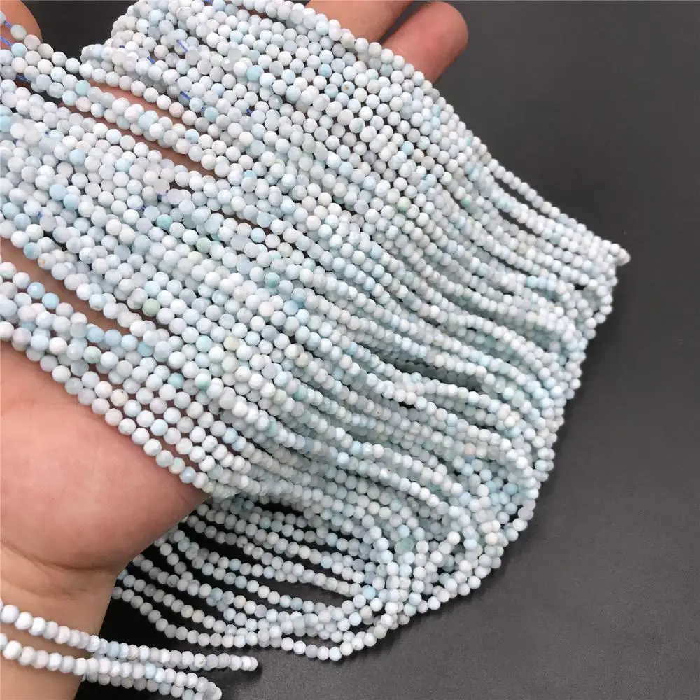 Камни Ларимар высокого качества голубого цвета бисер 2мм 3мм граненый натуральный разбросанный для ручного изготовления ювелирных украшений.