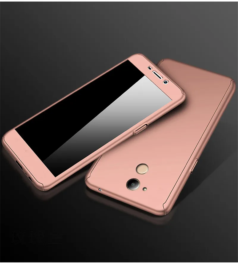 Pink Чехол с полной защитой на 360 градусов для huawei Honor 6C Pro Honor 10 Lite Y9, чехол для Honor 8x 6X 7X 5X, чехол+ закаленное стекло - Цвет: Pink