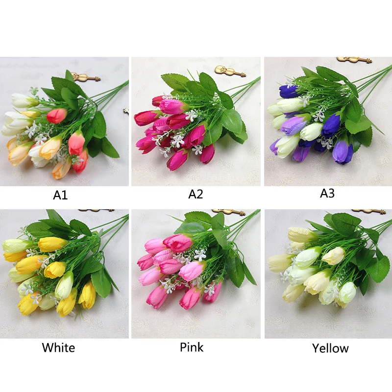 15 тюльпанов искусственные снежные травы голландские Весенние тюльпаны шелковые