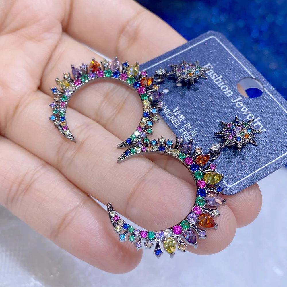 

Серьги ASNORA с подвеской в виде звезды и Луны, аксессуары для вечерние E0018