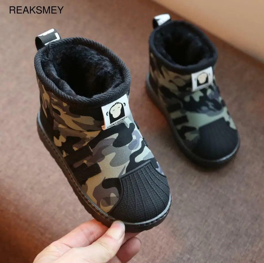 Kids Shoes 2020 Winter Boys Brand Snow Boots Children Fashion Plush Warm Ankle Martin Baby Girls Black Red Sport | Мать и ребенок