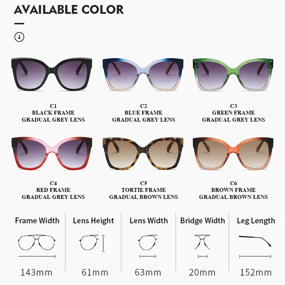 

2021 New Fashion Cat Eye Sunglasses Women Luxury Brand Oversized Sun Glasses Ladies Vintage Big Frame Gradient Eyeware Oculos