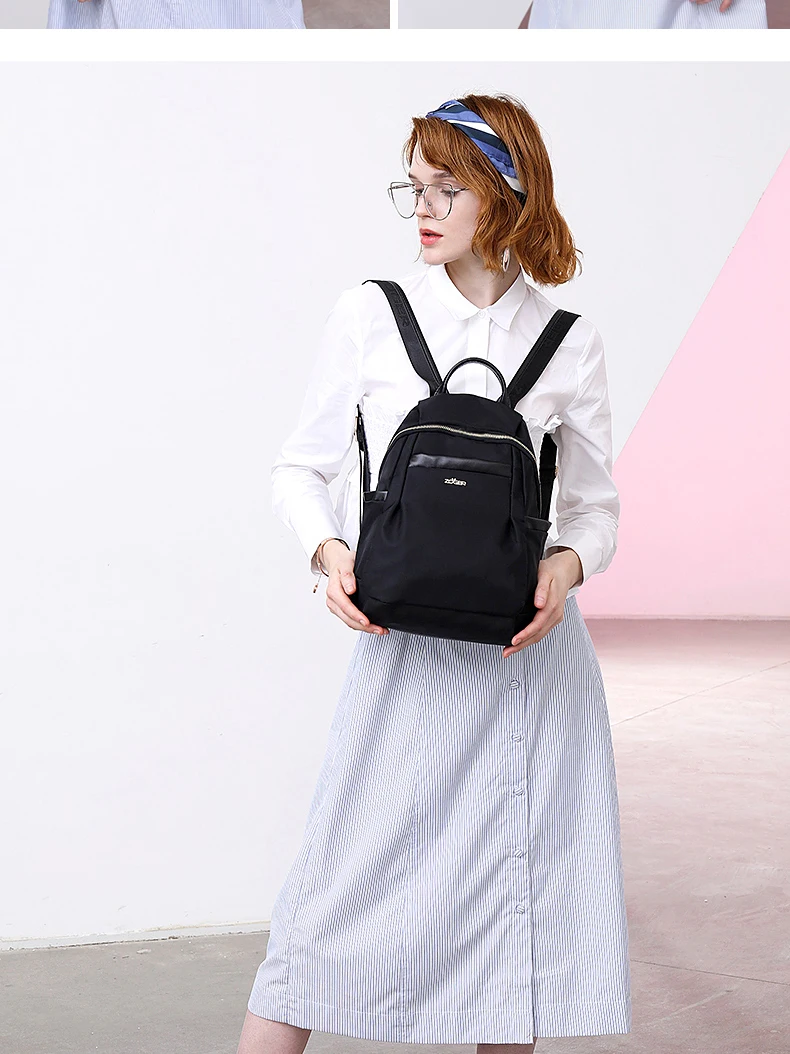 Zoger backpack ladies Oxford cloth backpack casual Korean version of the simple travel canvas small fresh college wind bag tide