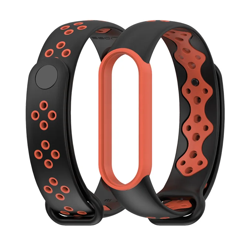 Силиконовый браслет из ТПУ Для xiaomi mi band 5 однотонный двухцветный сменный ремешок