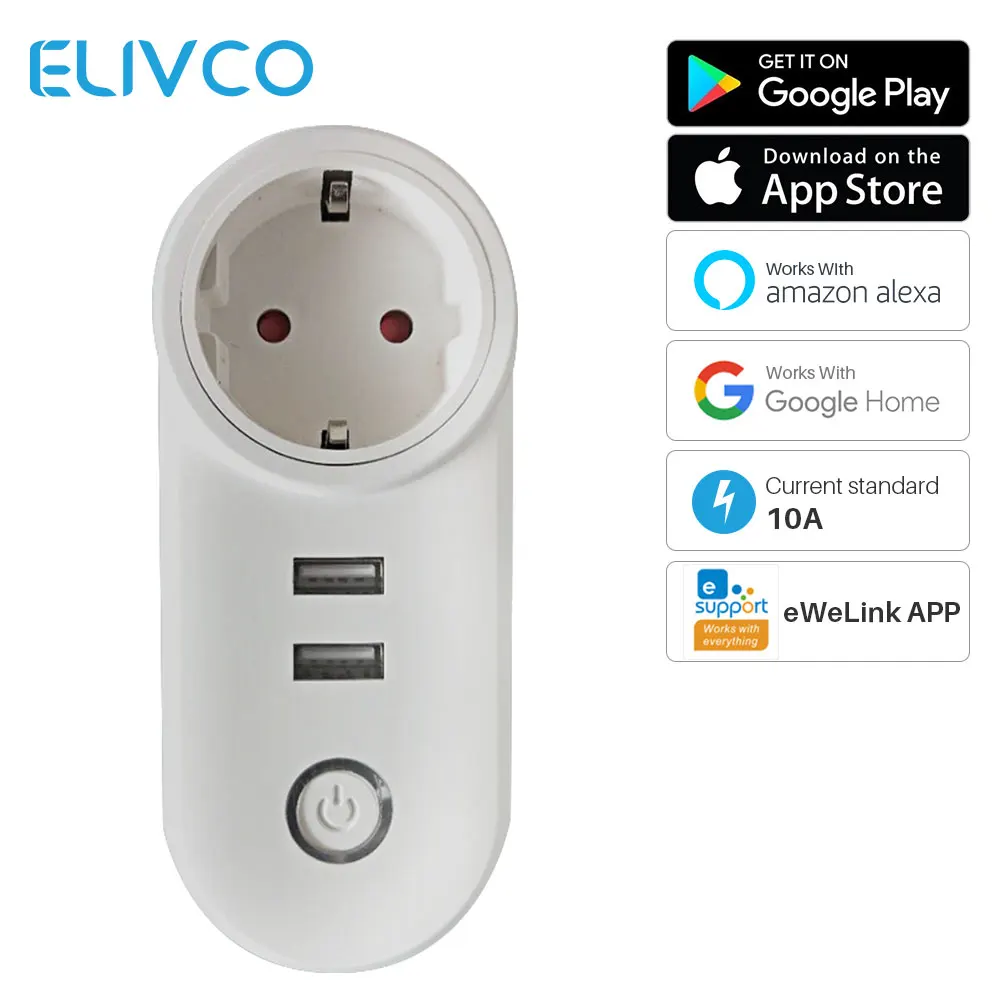 Умная розетка с Wi Fi двойным USB разъемом интеллектуальная таймером дистанционное